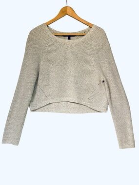 BCBGMaxAzria Ribbed Light Gray Sweater Medium